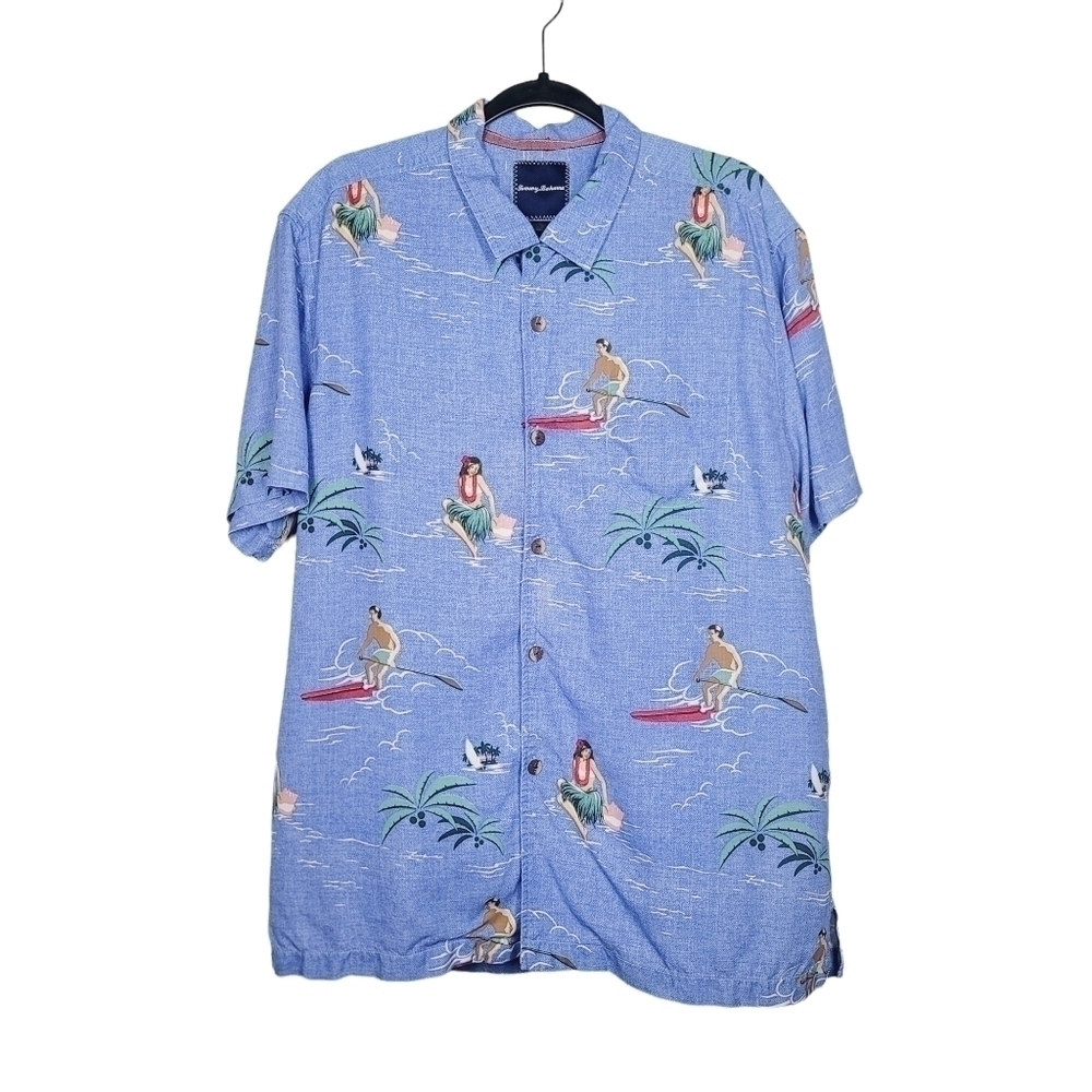 Tommy Bahama Hawaiian 100% Silk Button Up